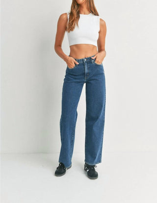 Just Black Denim - Calça jeans longa de cintura alta e perna larga