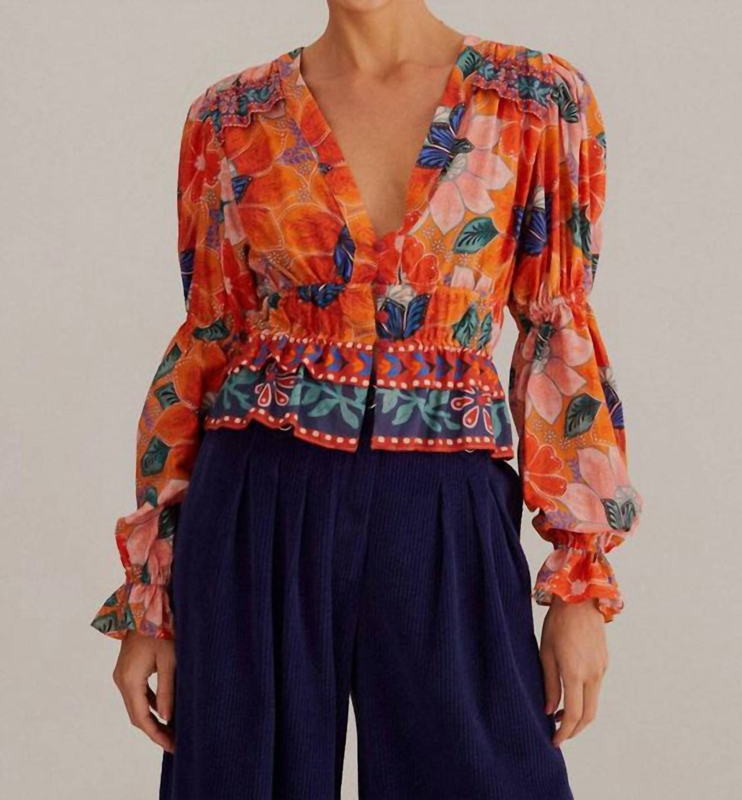 Farm Rio - Marias Floral Long Sleeve Blouse