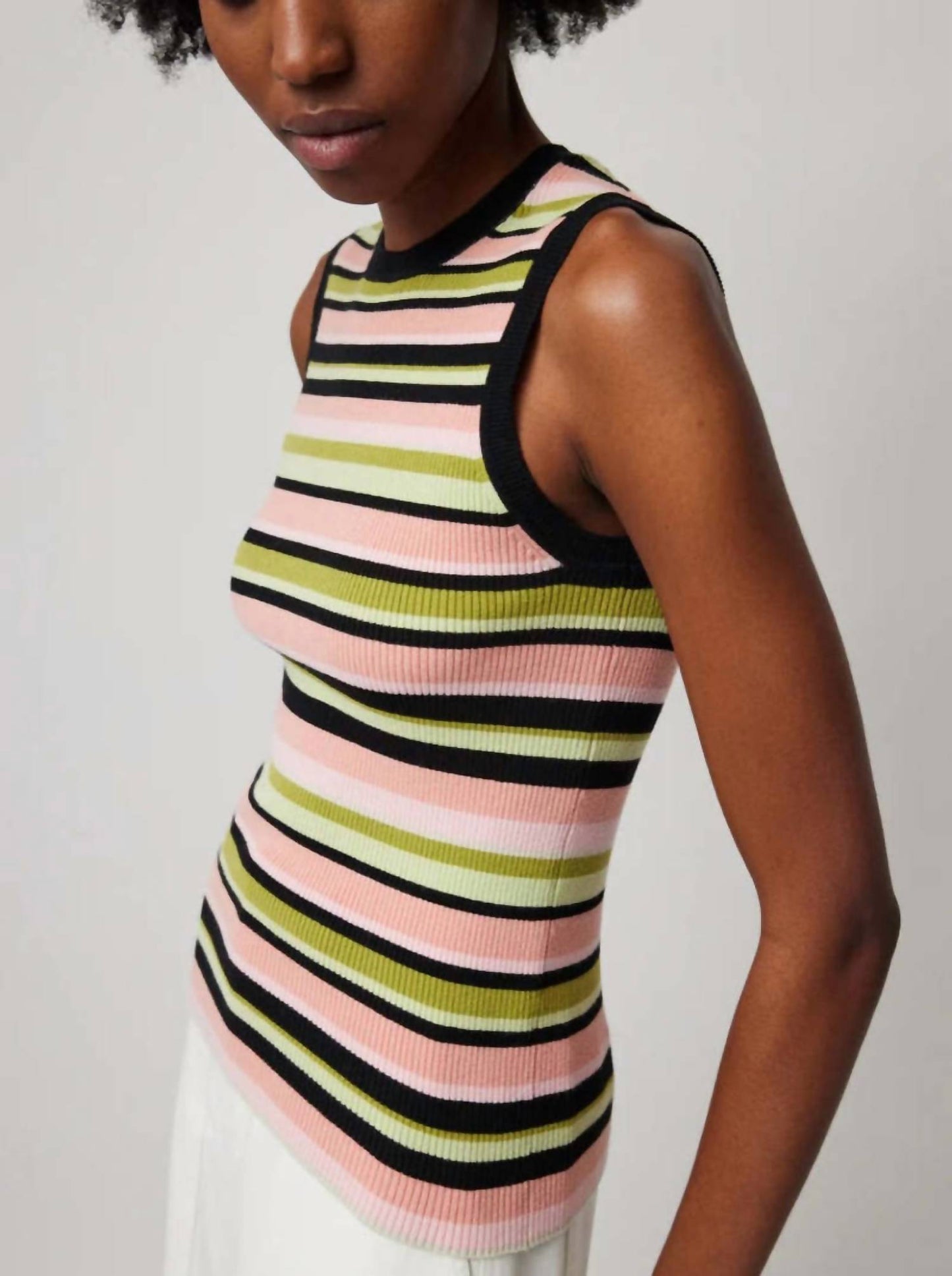 Atm - Yarn Stripe Tank Top - Petite