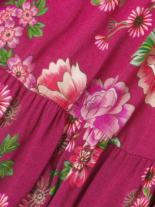 Johnny Was - Vestido midi de malha com manga curta e camadas para mulheres