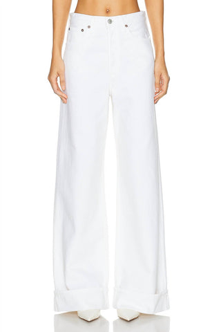 Agolde - Calça Jeans Feminina de Cintura Alta e Perna Larga