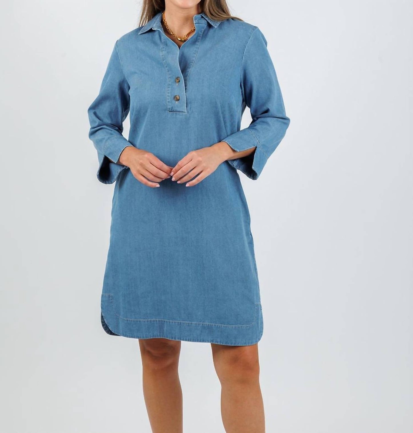 Hinson Wu - Women's Aileen Three Quarter Sleeve Denim Dress