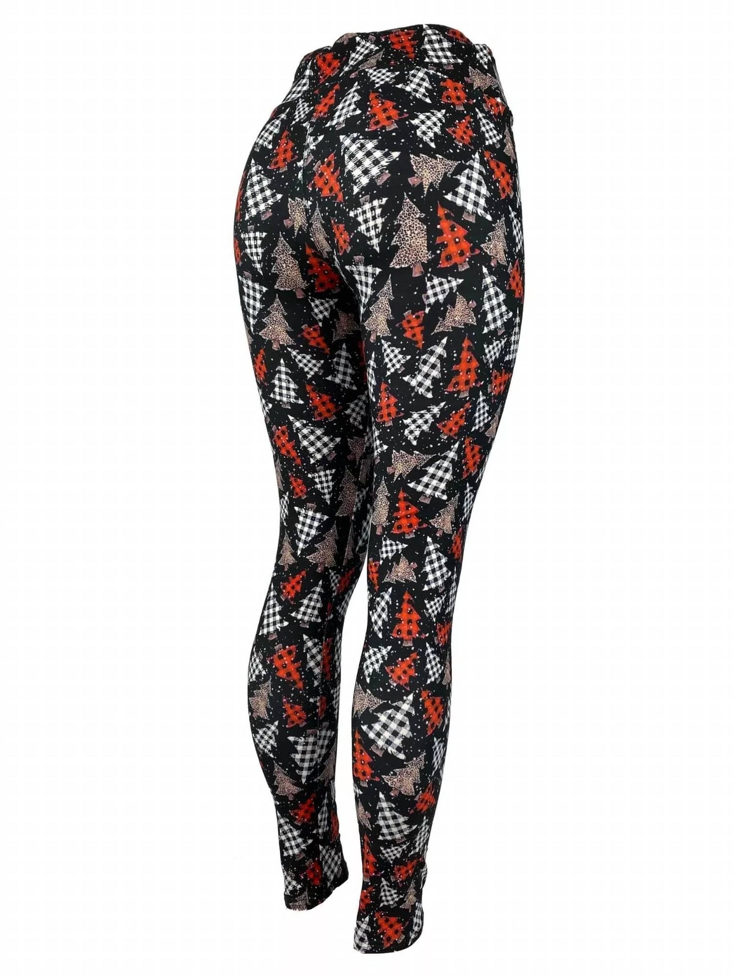 Julia Rose - CHRISTMAS TREE PLAID & LEOPARD PRINT LEGGINGS