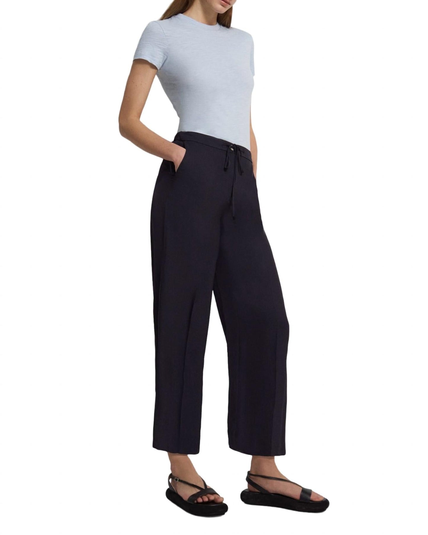 Theory - WIDE CROP PANT IN WASHED TWILL