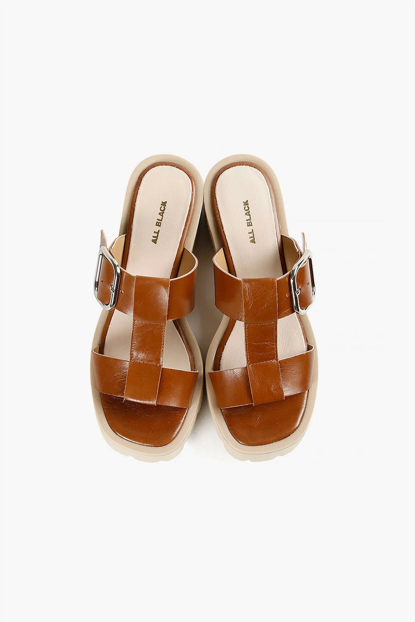 All Black - Women's Buckle Lugg Mule