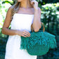 Anju - Women's Santorini Fringe Bag With Wood Handle