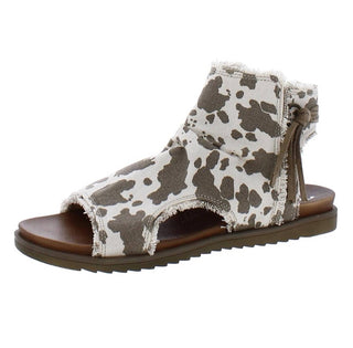 Very G - Sandália feminina Libra Cow com zíper lateral e bico aberto