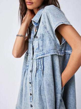 Free People - Vestido curto jeans Ronnie