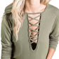 Bibi - Criss Cross Caged Neck Knit Top
