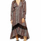 Topshop - Snake Print Lace Trim Midi A Line Dress