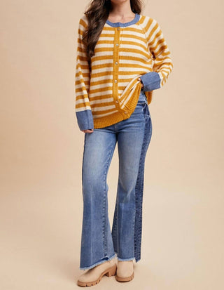 Anniewear - Striped Ribbed Cardigan