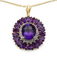 14K Yellow Gold Plated 8.55 Carat Genuine Amethyst & White Topaz .925 Sterling Silver Pendant
