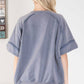 Blue Velvet - MINERAL-WASHED PEACE SIGN SHORT SLEEVE TERRY KNIT TOP