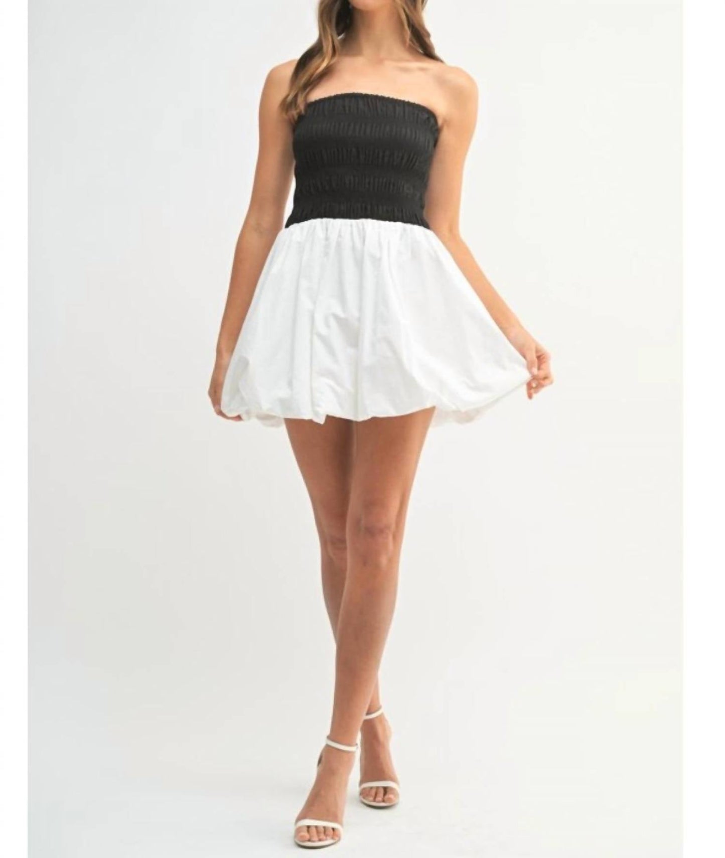 Mable - Strapless Smocked Mini Dress