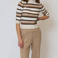 Central Park West - Ash Striped Half Sleeve Crew Sweater