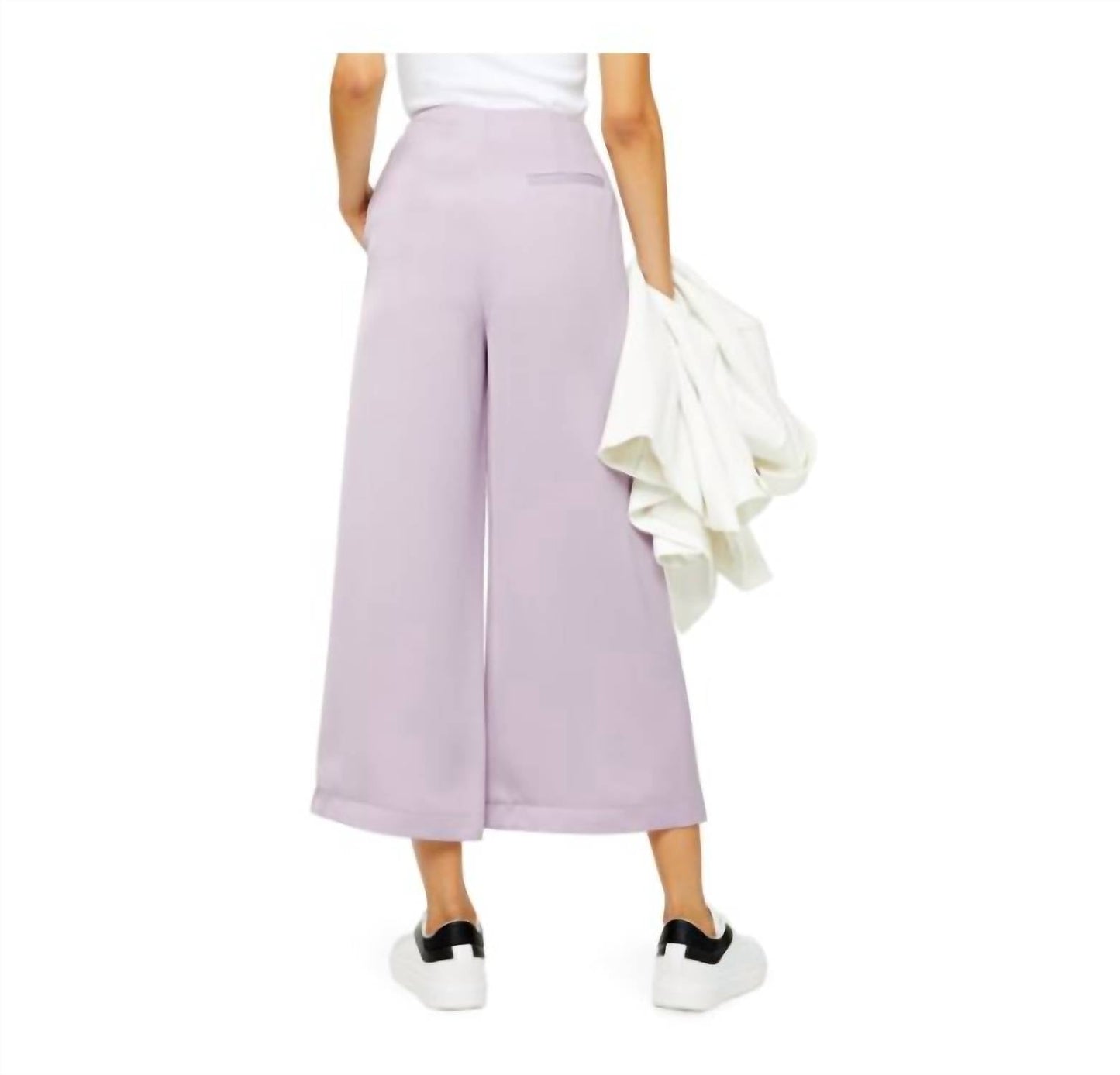 Topshop - Coco Satin High Rise Button Fly Wide Leg Cropped Pants