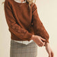 &Merci - Floral Knit Puff Sleeve Sweater