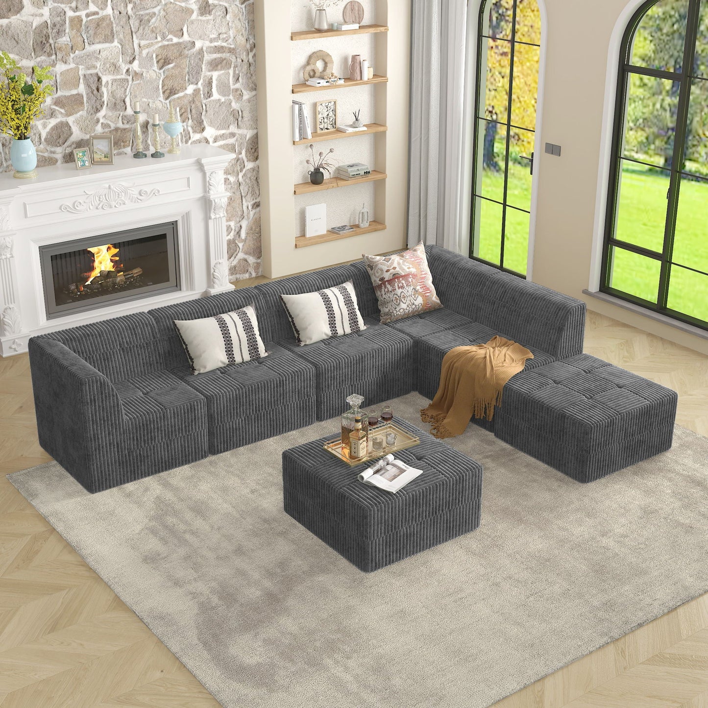 Modern Minimalist Ottoman Sofa Compressed Sectional Couch Sleeper