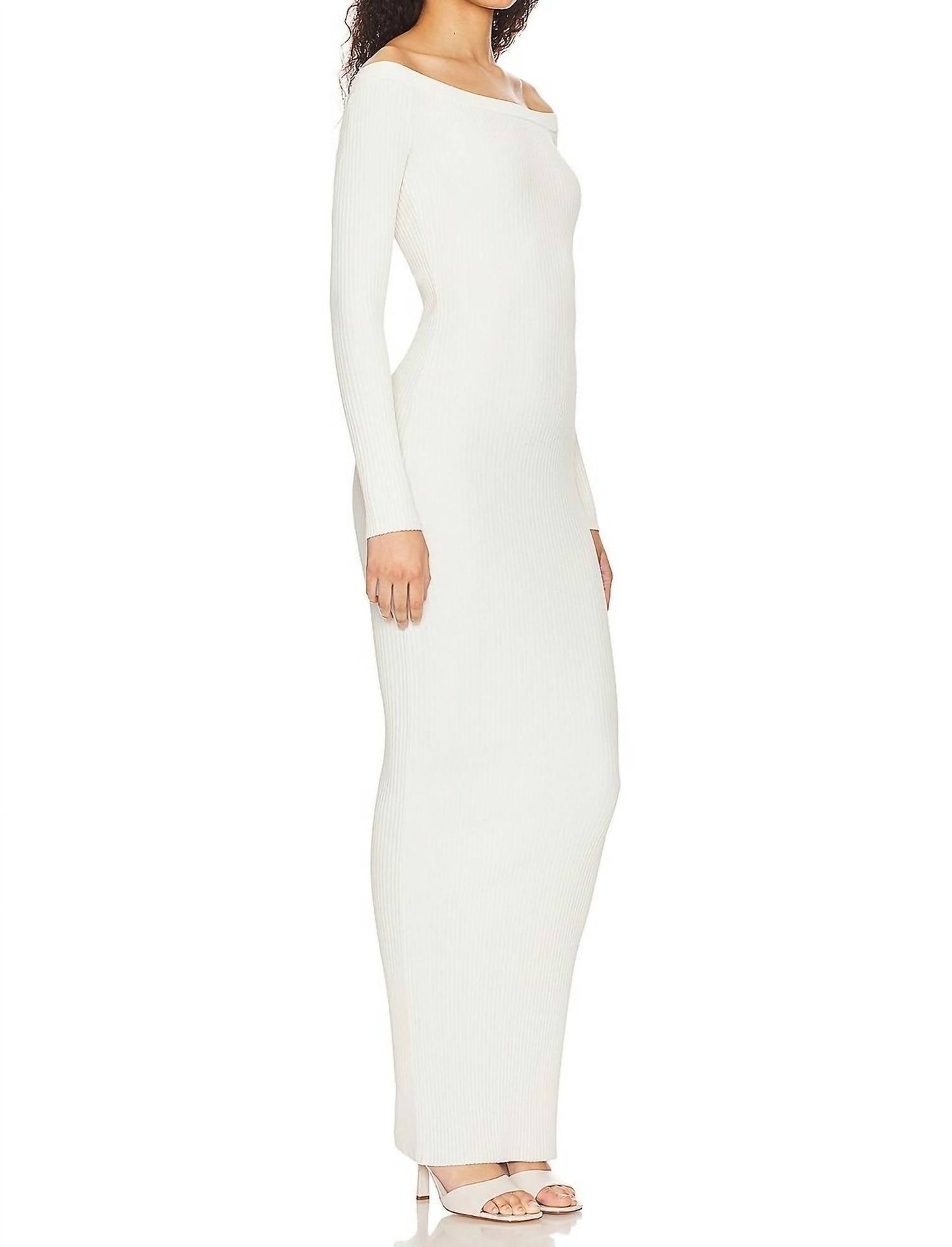 Good American - Rib Shine Off Shoulder Maxi Dress