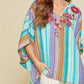 Andree By Unit - Striped Embroidered Poncho Top