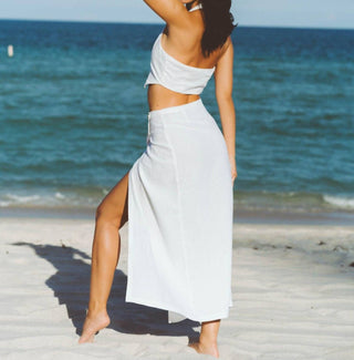 Soah - Saia envolvente feminina de linho escarlate