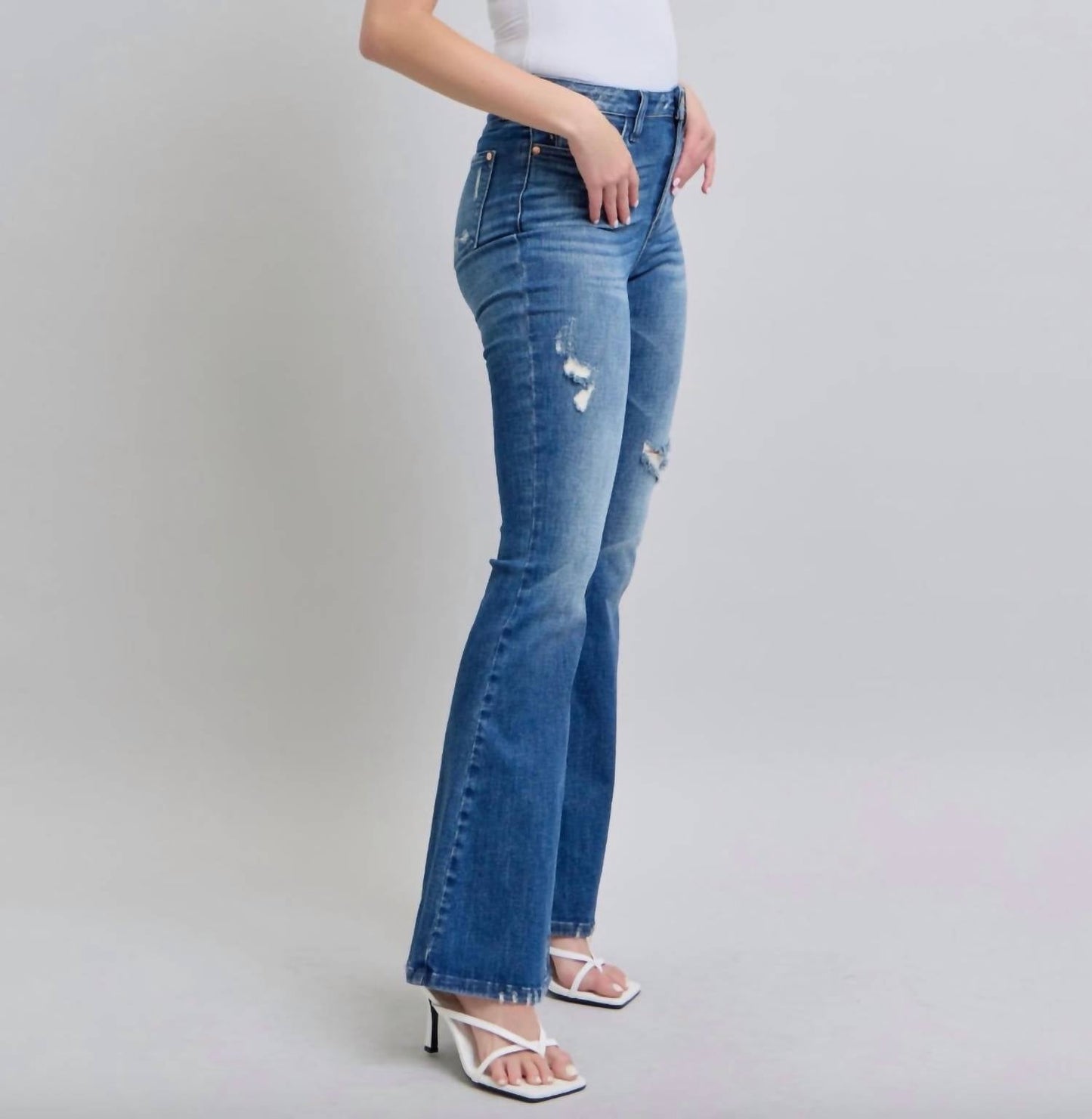 Judy Blue - High Waist Contrast Wash Destroy Flare Jeans