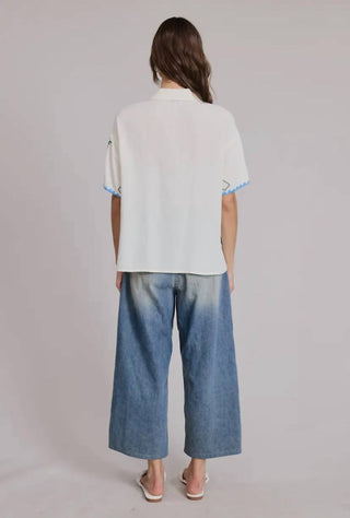 Flat White - Cancun Embroidered Short Sleeve Shirt