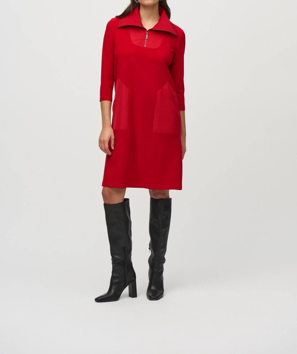 Joseph Ribkoff - Zip High Neck 3/4 Sleeve Shift Dress