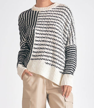 Elan - Aysmmetrical Striped Sweater