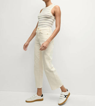 Veronica Beard - Calça Jeans Reta Dylan Feminina de Cintura Alta e Tornozelo