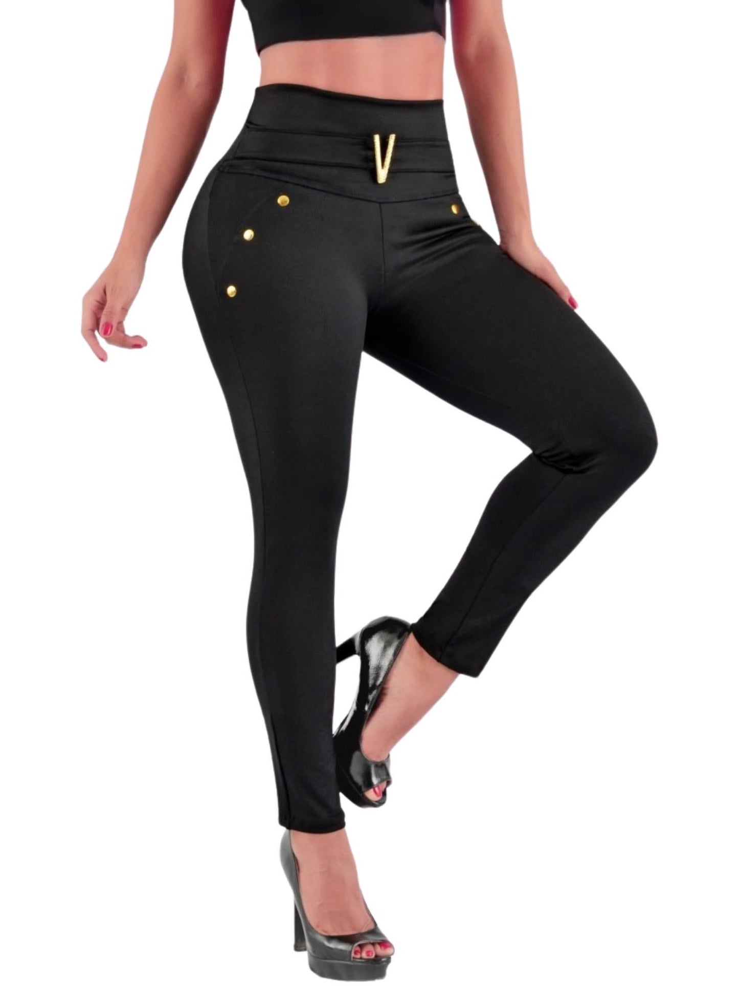Siluets - Women's High-waisted Shapewear Dress Pants With Powernet And Butt Lift