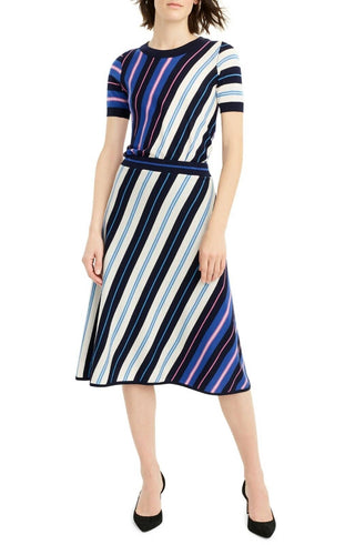 J.Crew - Saia midi em lã merino com listras diagonais