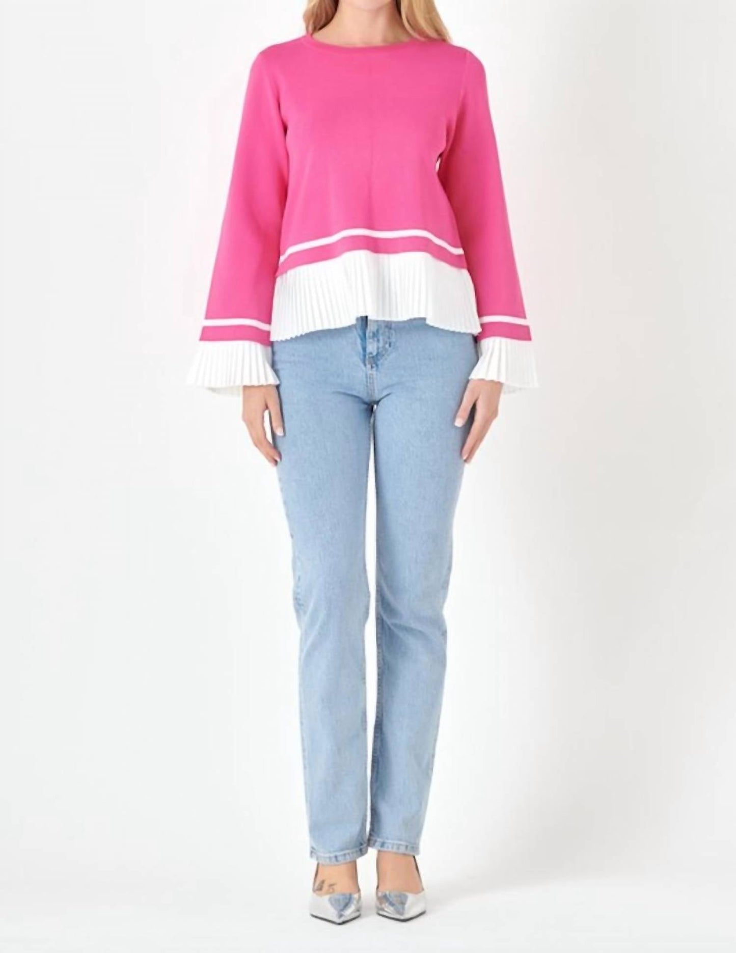 Fashion Go - Pleated Knit Long Sleeve Sweater
