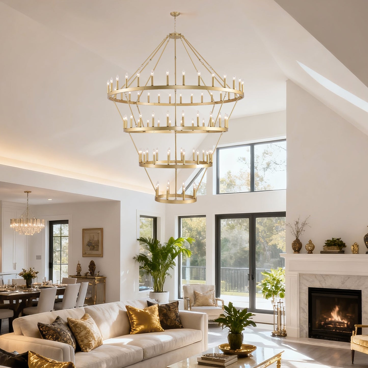 70.87 Inch 3-Tier Wagon Wheel Chandelier