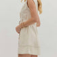 Entro - Contrast Stitch Belted Mini Dress