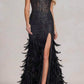 Nox Anabel - Fitted Feather Maxi Prom Dress