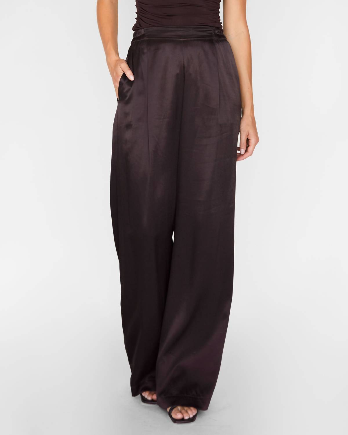 Enza Costa - Straight Pleated Satin Pants