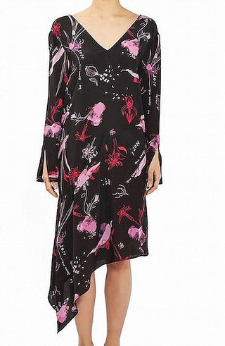 Topshop - Vestido de seda com bainha assimétrica e estampa floral