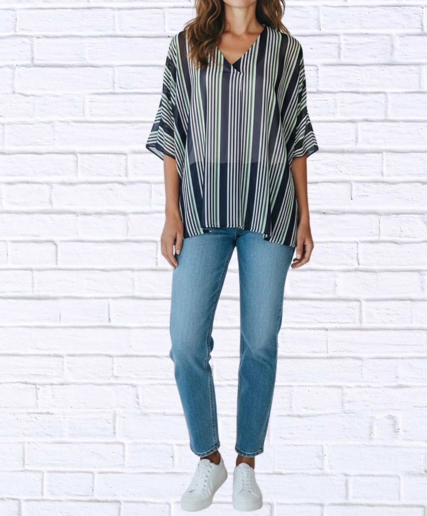 Calypso - Striped Chiffon Kaftan Top