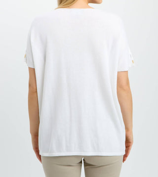 Frank Lyman - Blusa de malha com estampa de coração e manga curta