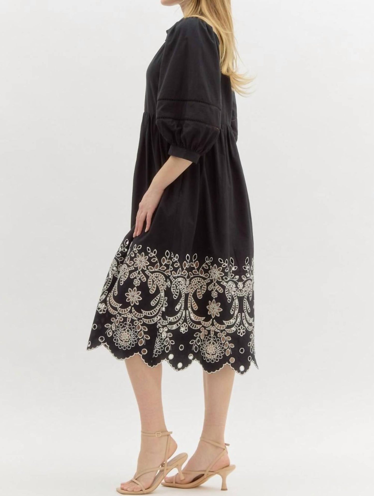 Entro - Vestido midi com bainha floral