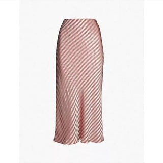 Topshop - Saia midi de cetim com listras enviesadas