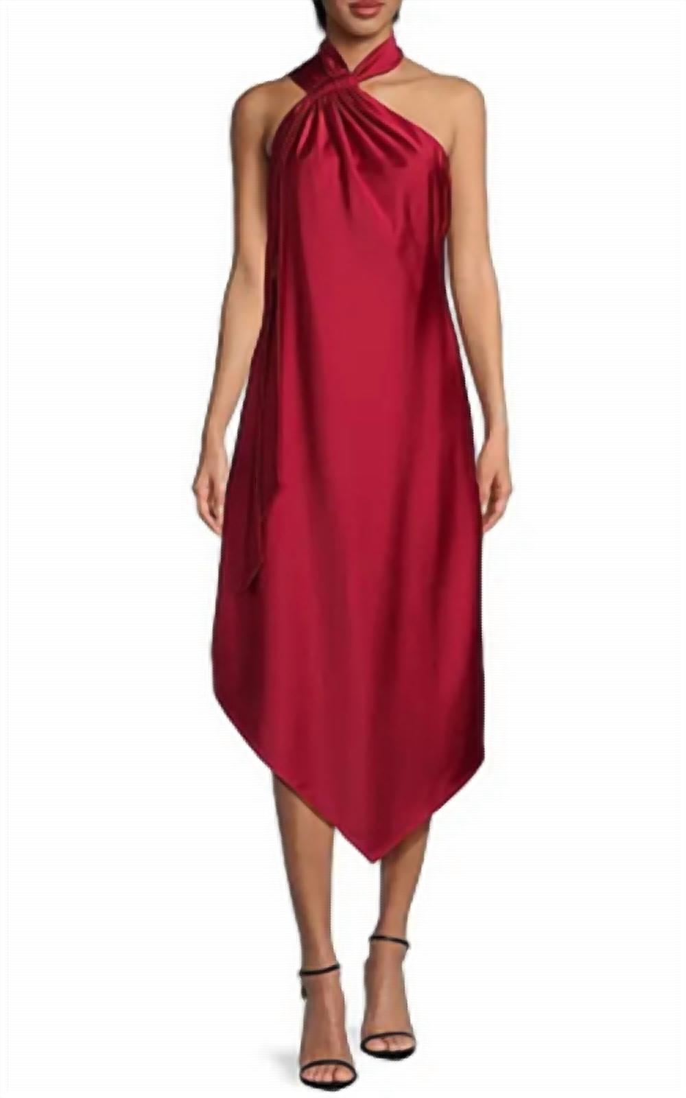 Aidan Mattox - Satin Halterneck Midi Dress