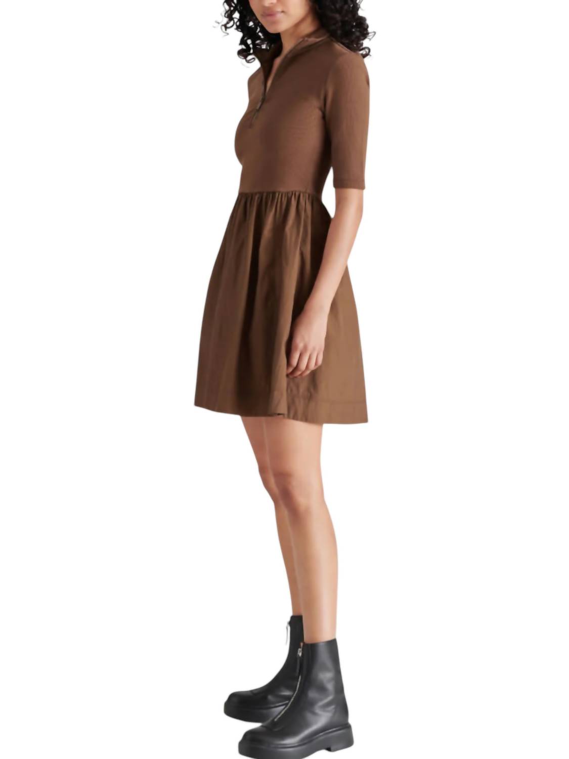 Steve Madden - Berlina Half Zip Mixed Media Dress