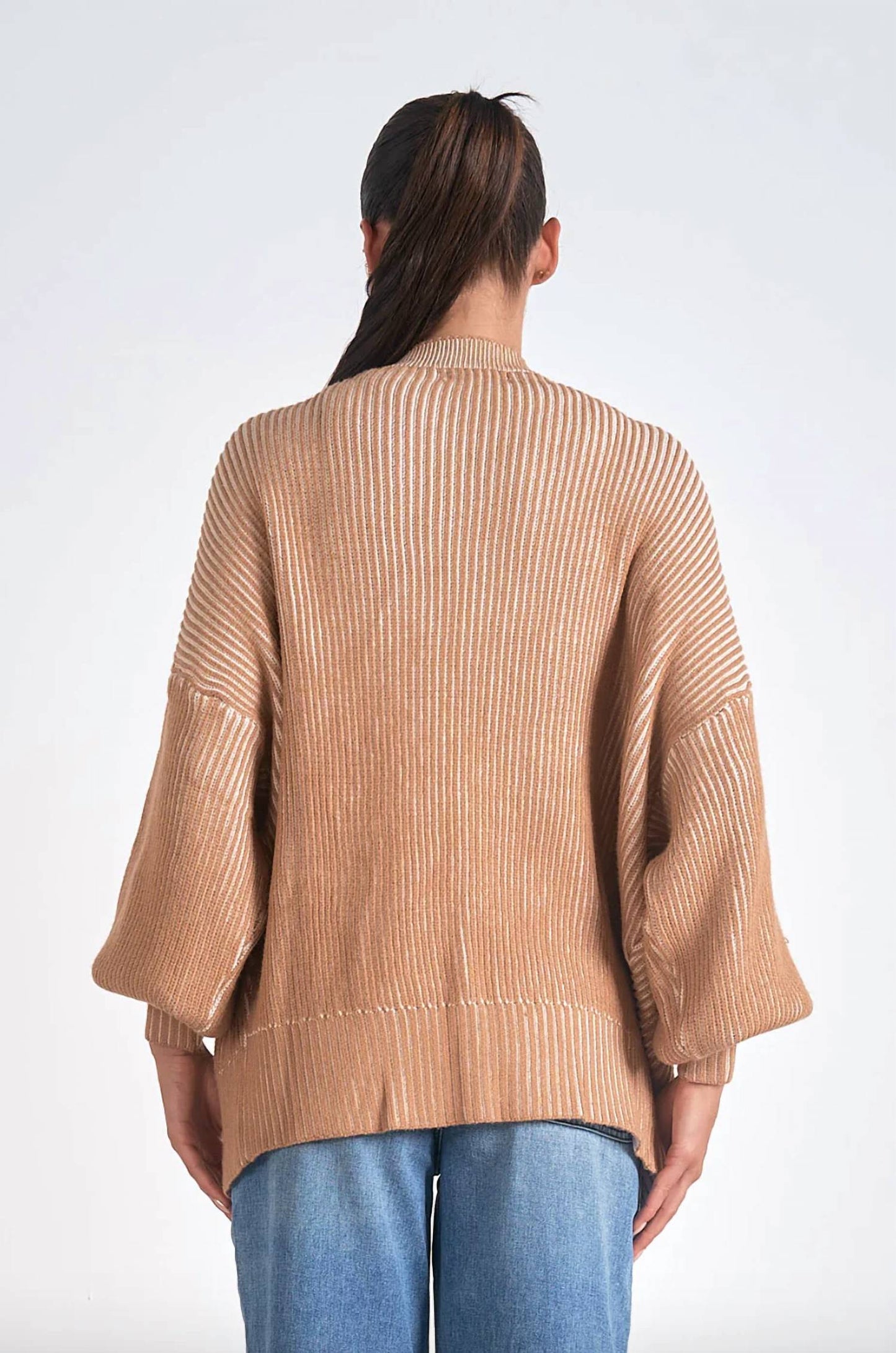 Elan - Balloon Sleeve Open Cardigan