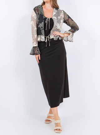 Paparazzi - Cardigan Devore Burnout com amarração frontal