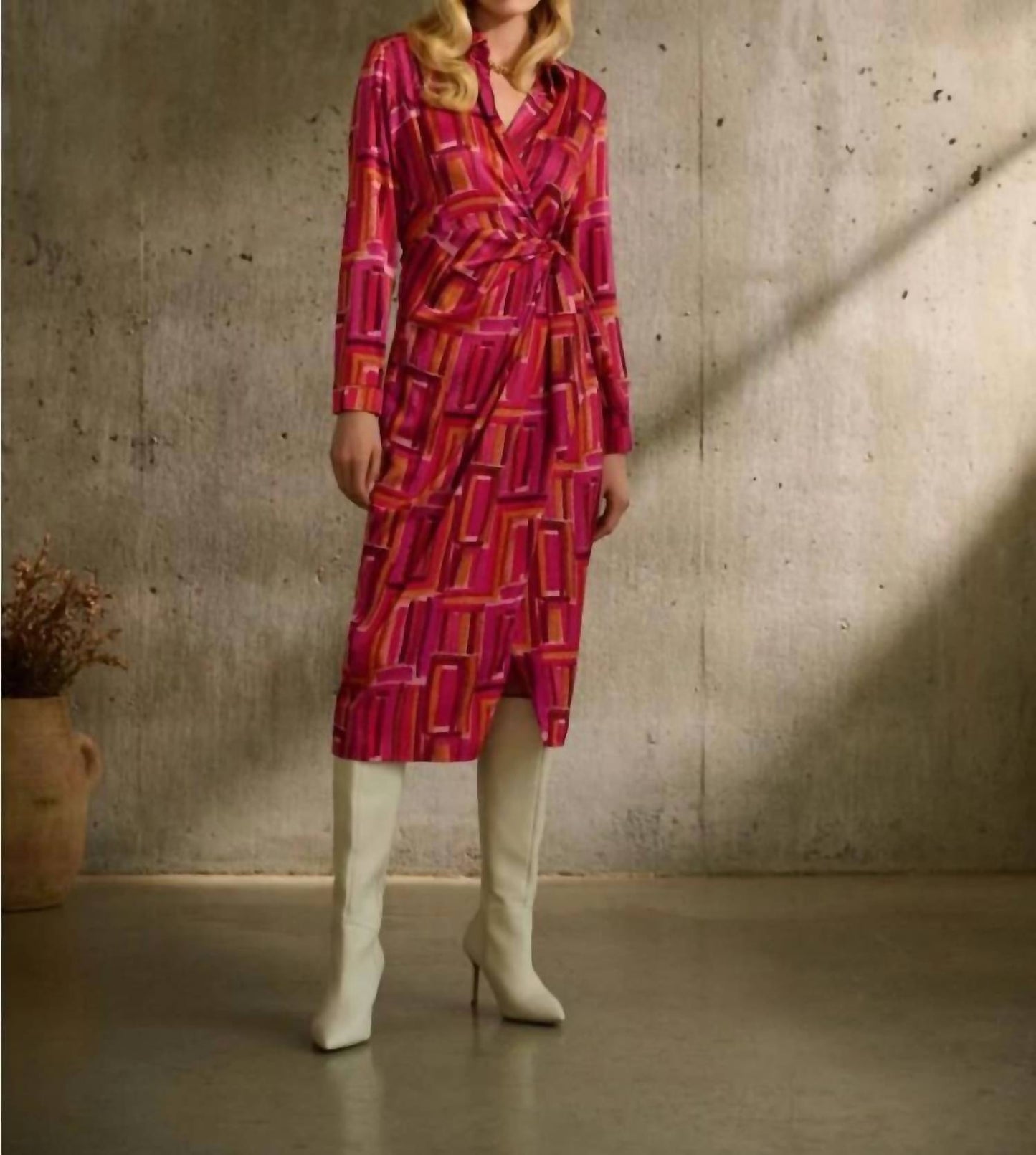 Joseph Ribkoff - Satin Geometric Print Wrap Dress