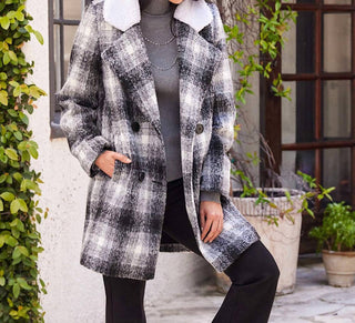 Karen Kane - Casaco com gola de pele de carneiro