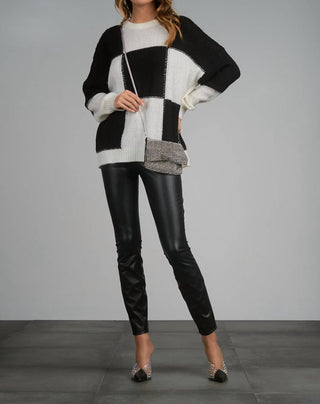 Elan - Suéter de gola redonda xadrez