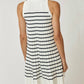 Lalavon - Striped Pleated Sleeveless Sweater Mini Dress